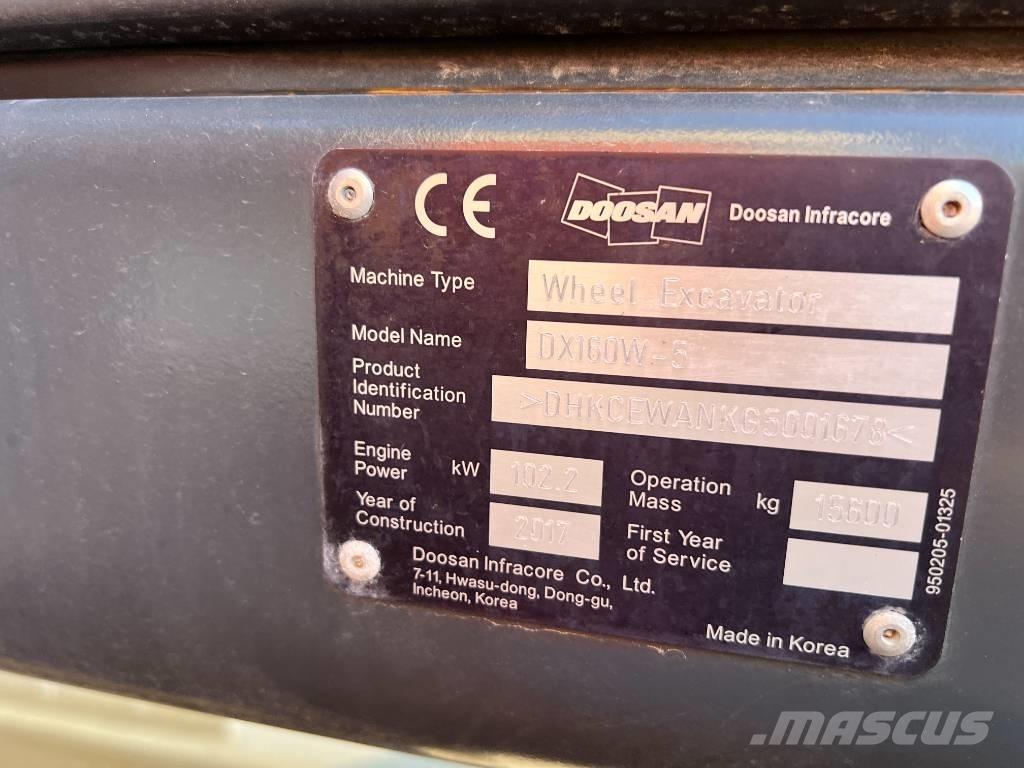 Doosan DX160W-5 Gumikerekes kotrók