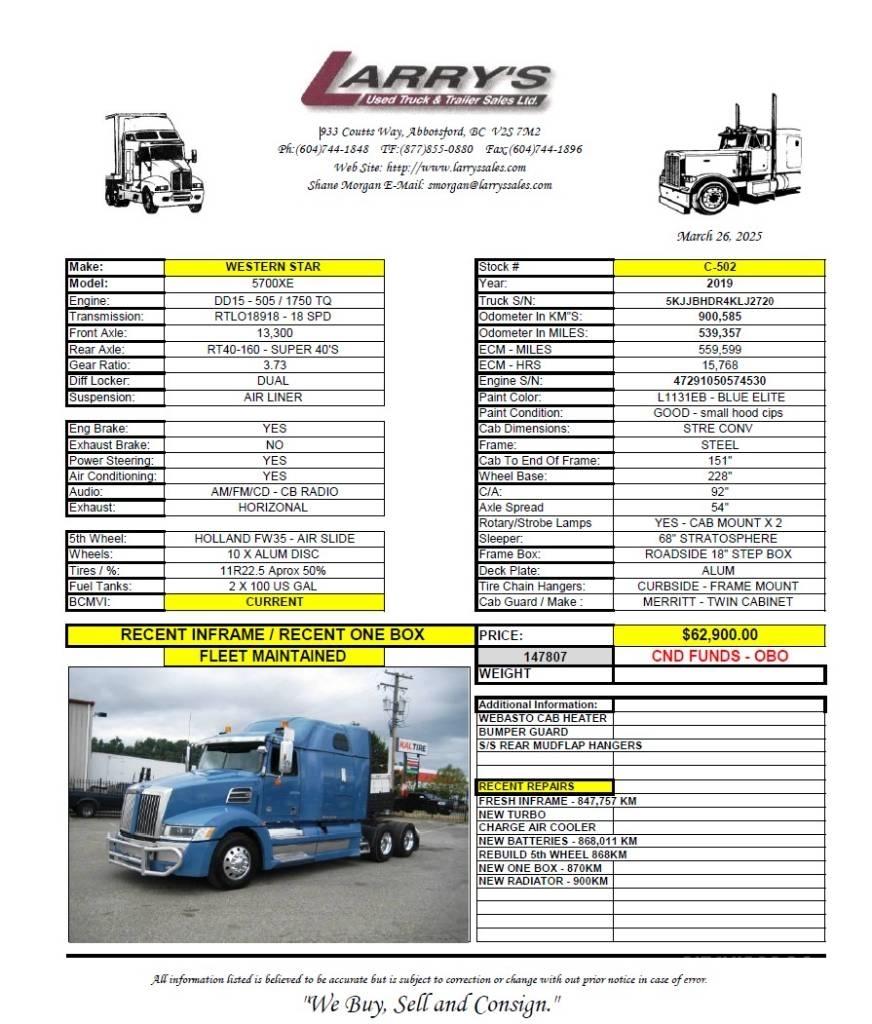 Western Star 5700 XE Nyergesvontatók