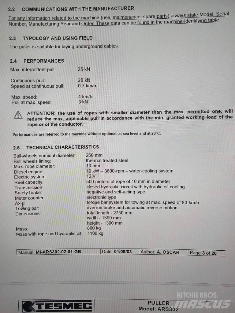 Tesmec ARS 302 Építőipar - Egyebek