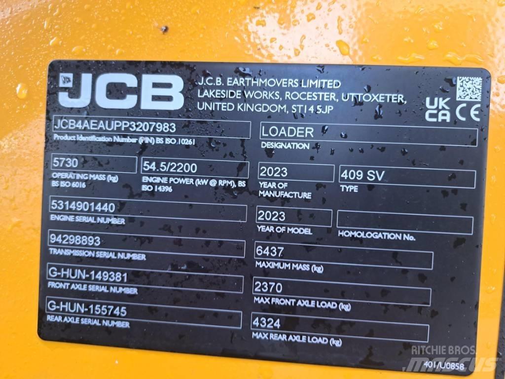 JCB 409 SV NE Gumikerekes homlokrakodók