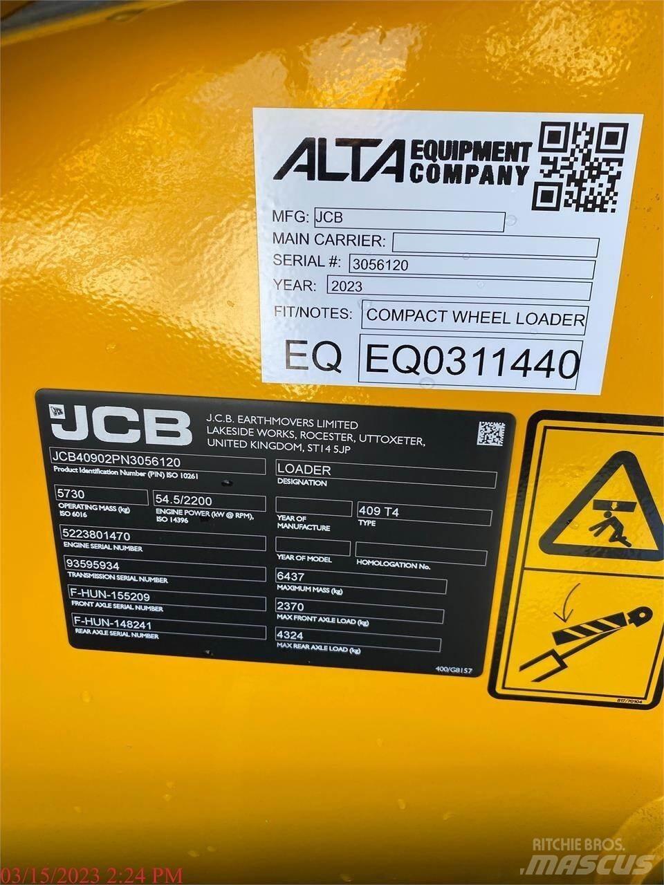 JCB 409 Gumikerekes homlokrakodók