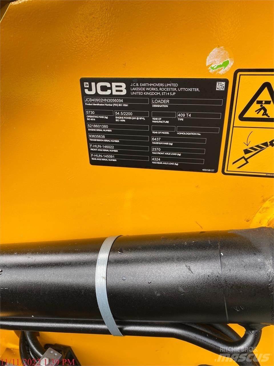 JCB 409 Gumikerekes homlokrakodók