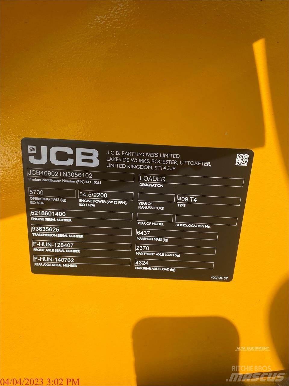JCB 409 Gumikerekes homlokrakodók