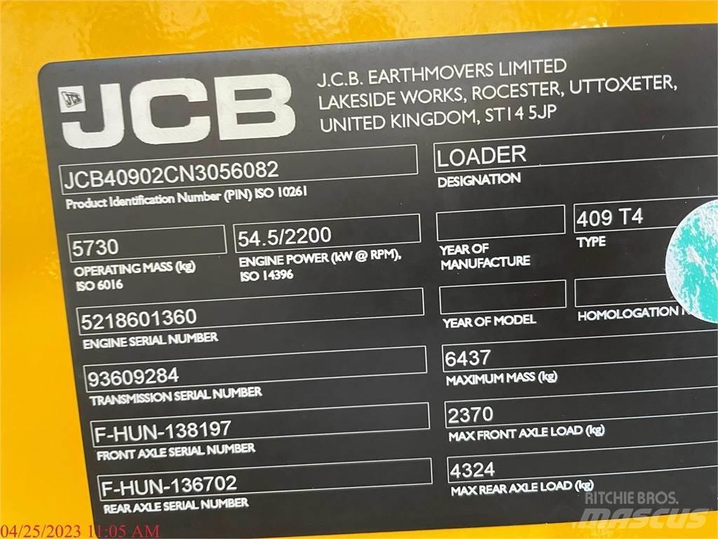 JCB 409 Gumikerekes homlokrakodók