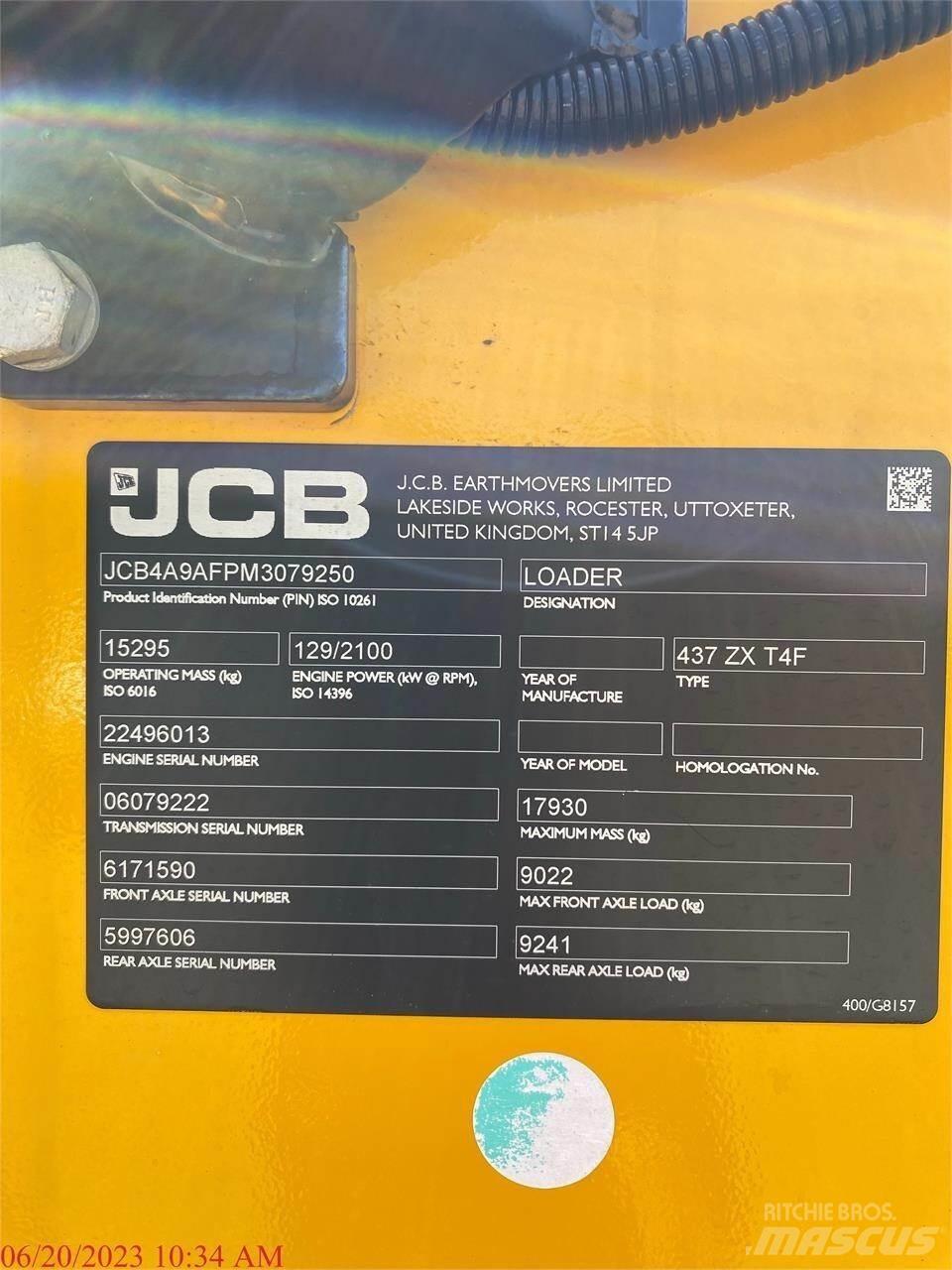 JCB 437ZX Gumikerekes homlokrakodók