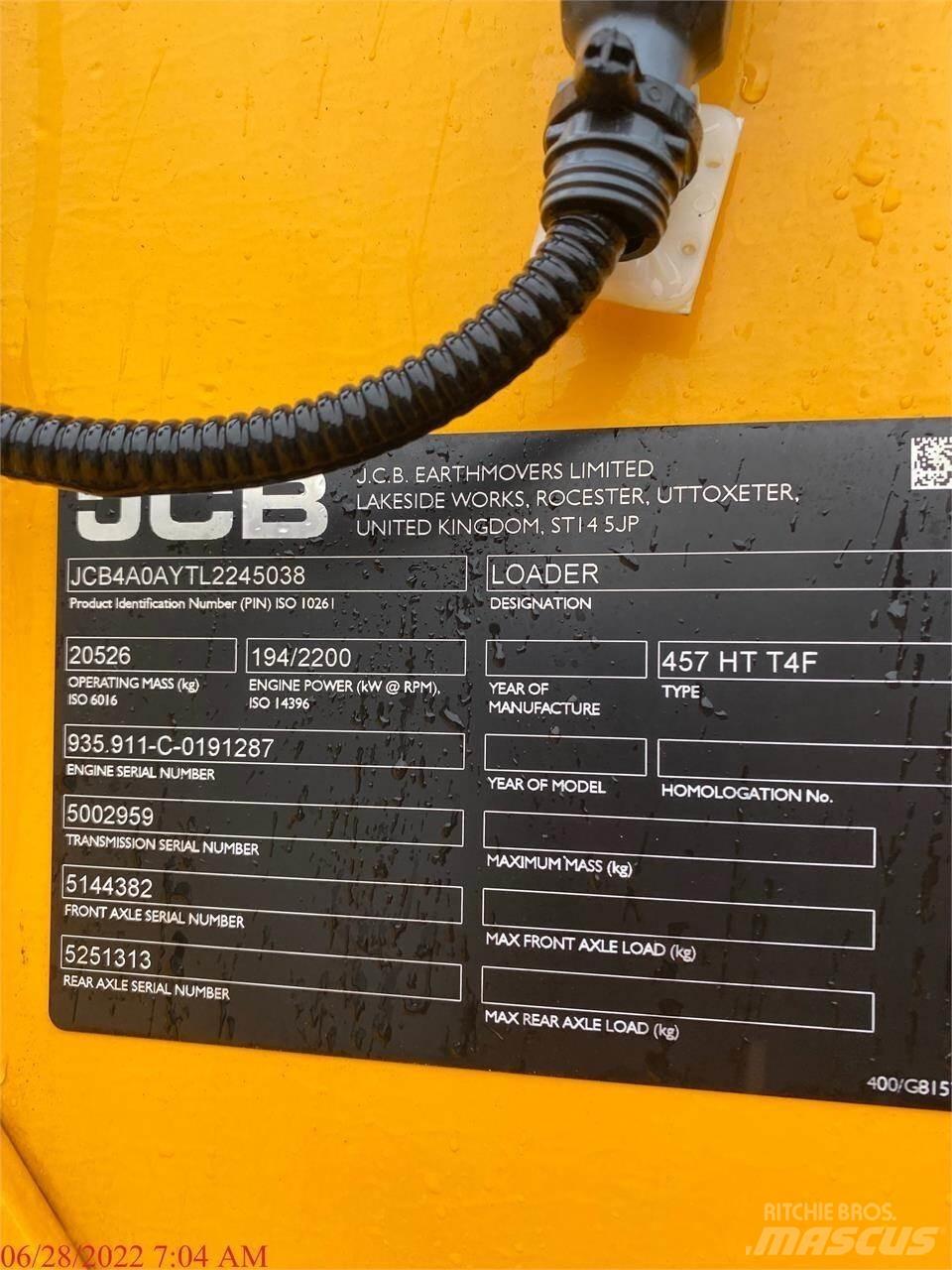 JCB 457HT Gumikerekes homlokrakodók