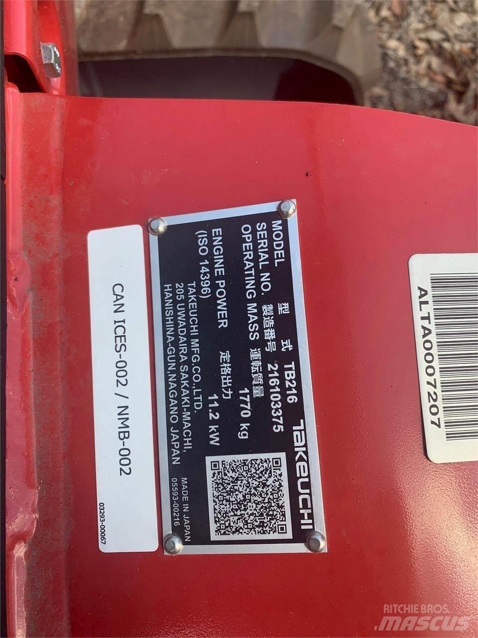 Takeuchi TB216 Mini kotrók < 7t