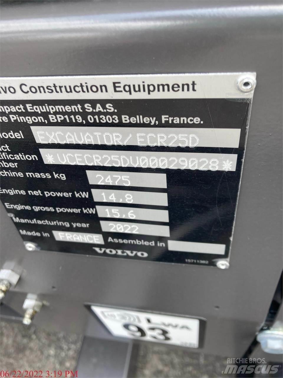 Volvo ECR25D Mini kotrók < 7t