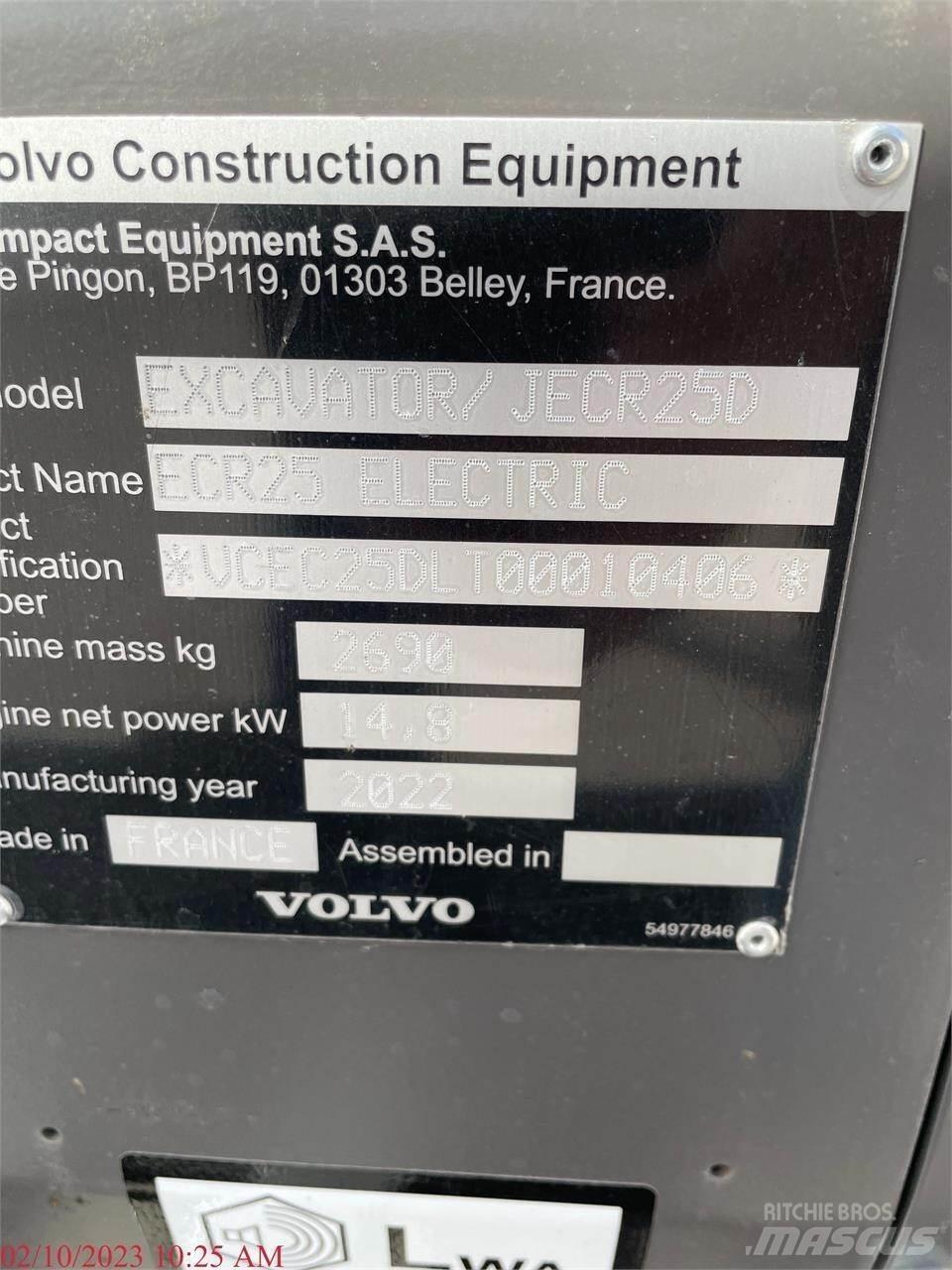 Volvo ECR25D Mini kotrók < 7t