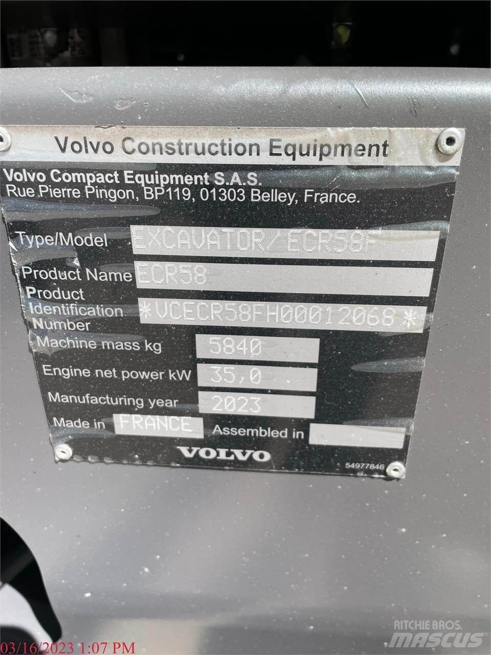 Volvo ECR58F Lánctalpas kotrók
