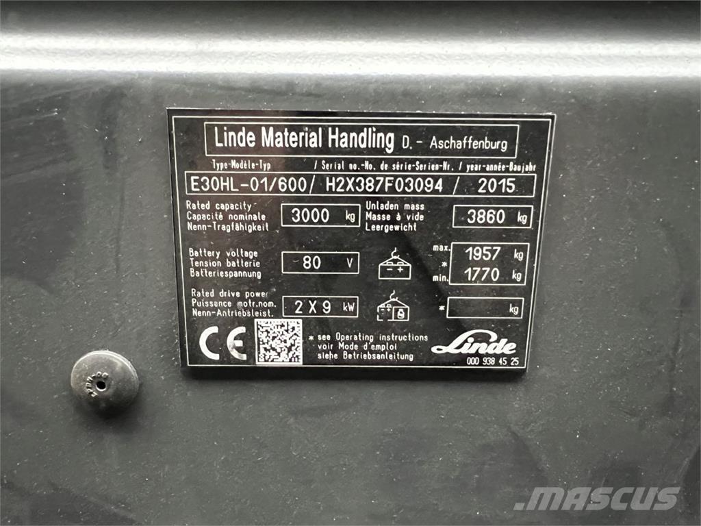 Linde E30/600HL Elektromos targoncák