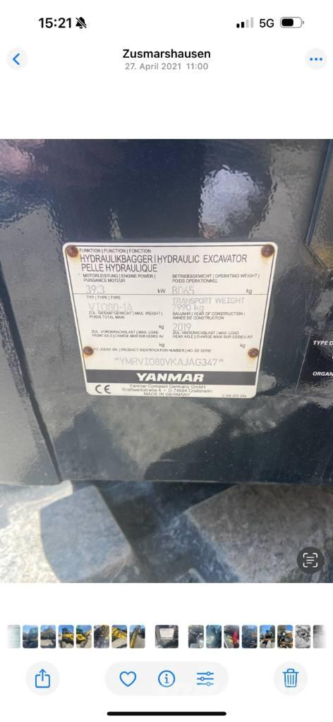 Yanmar VIO80-1A Mini kotrók < 7t