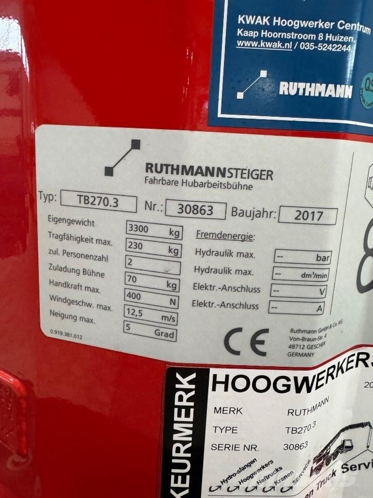 Ruthmann TB 270 Teherautóra szerelt emelők és állványok