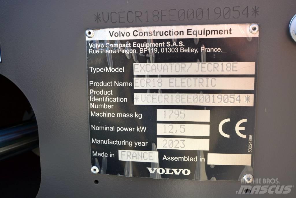 Volvo ECR18 electric Mini kotrók < 7t