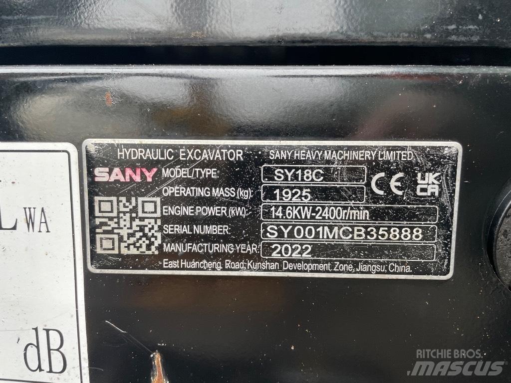 Sany SY 18 C Mini kotrók < 7t