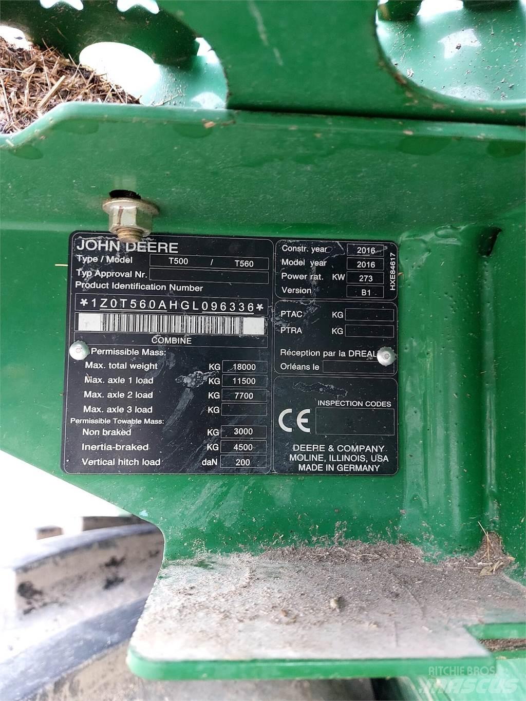 John Deere T560 Kombájnok