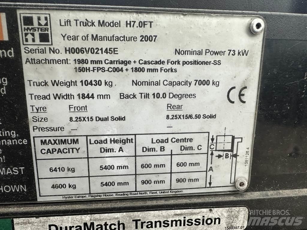 Hyster H7.0FT Gázüzemű targoncák