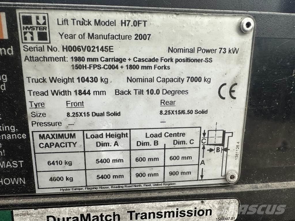 Hyster H7.0FT Gázüzemű targoncák