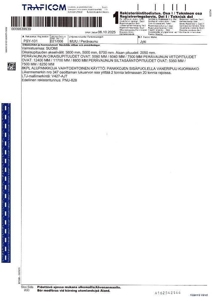 Jyki V427-AJT Rönkszállító pótkocsik