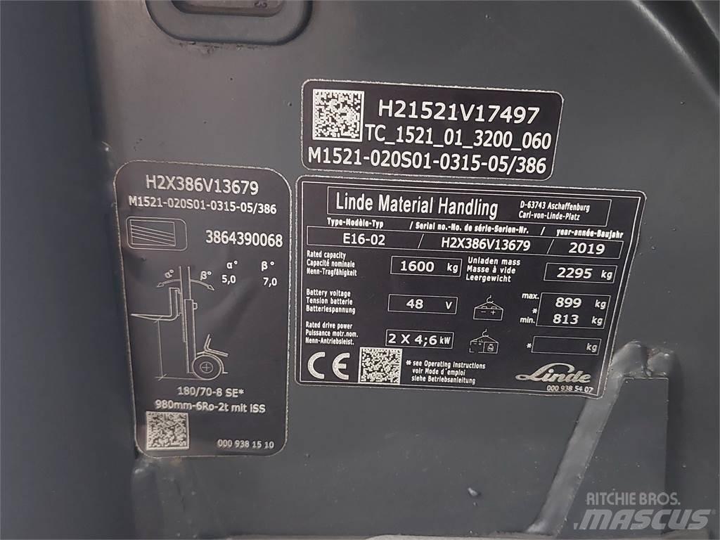 Linde E16 02 Elektromos targoncák