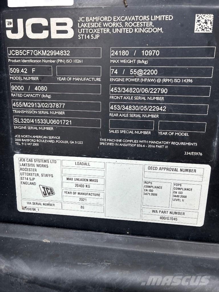 JCB 509-42 Teleszkópos rakodók