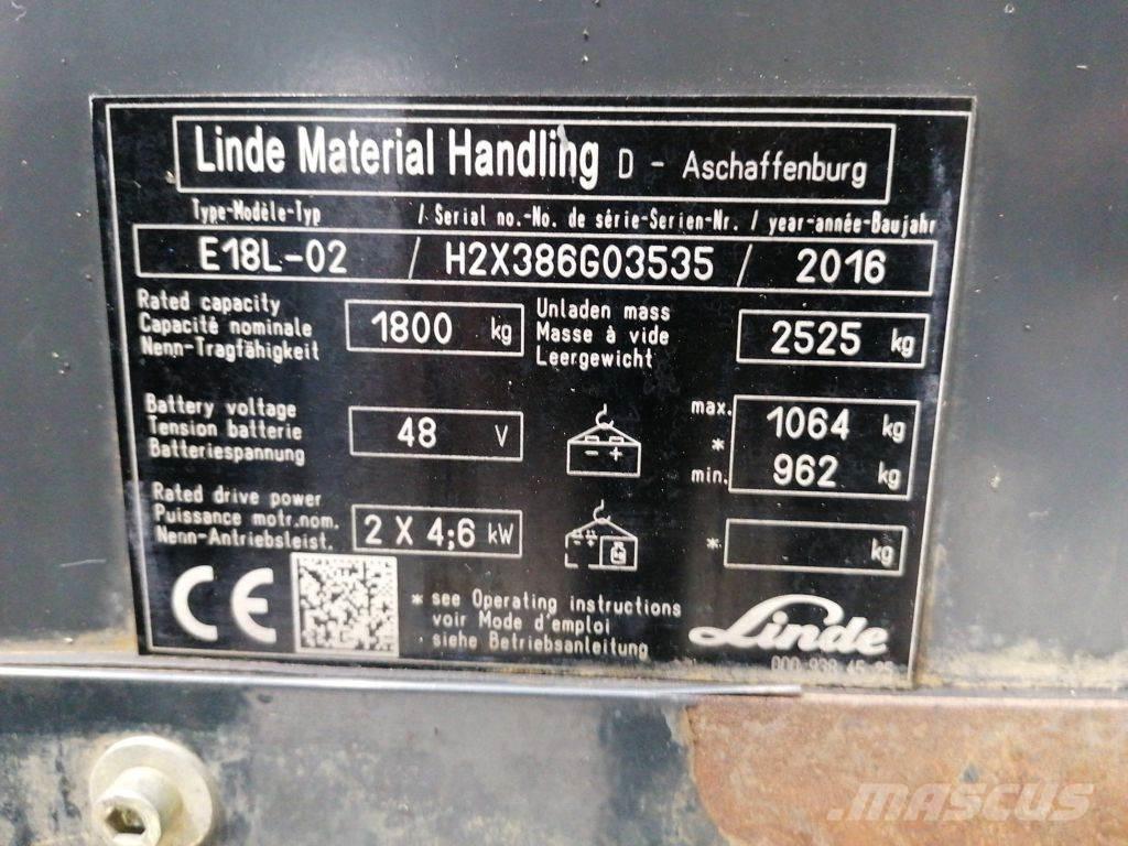 Linde E18L-02 Elektromos targoncák