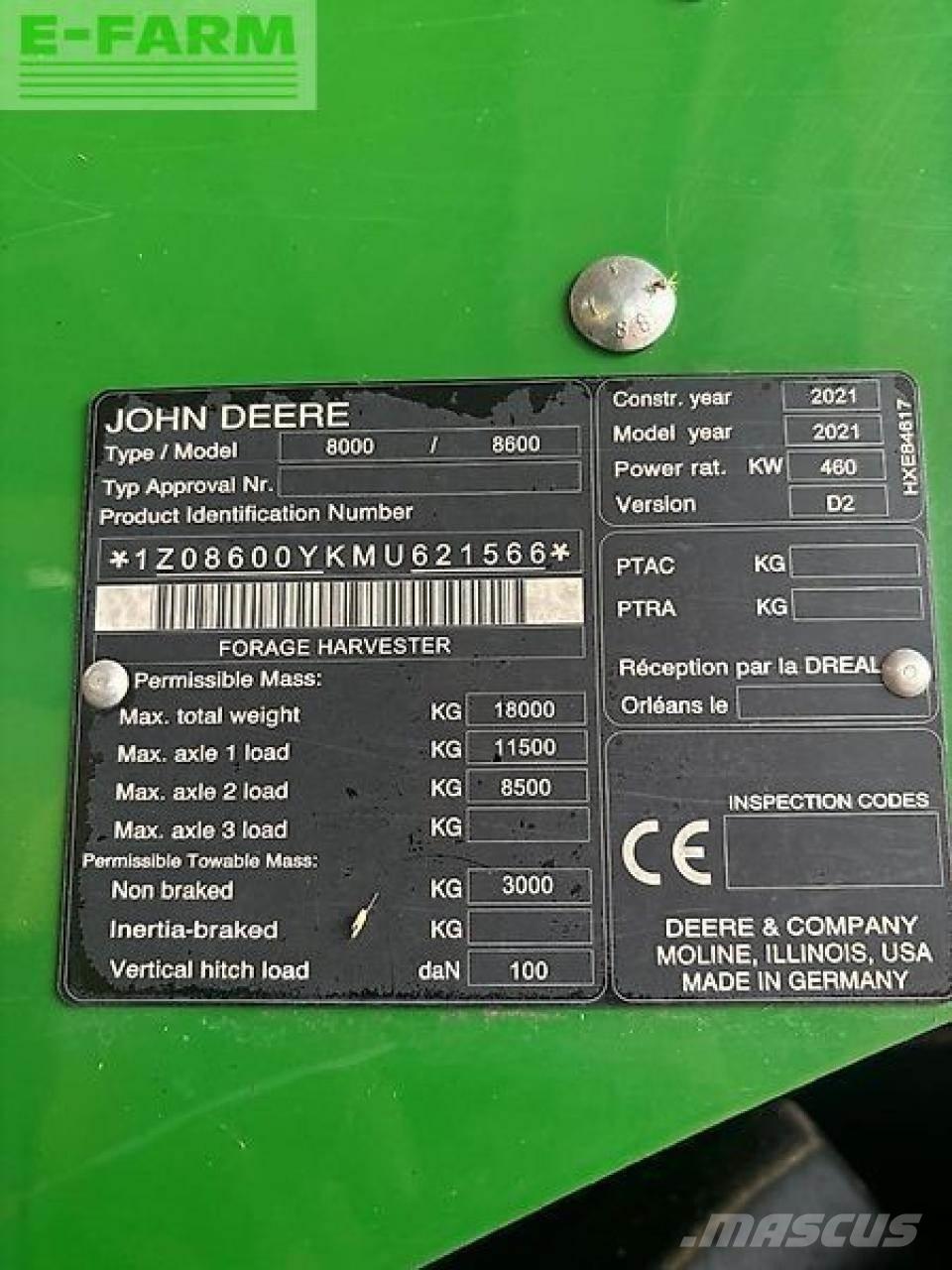 John Deere 8600 Önjáró szecskázók
