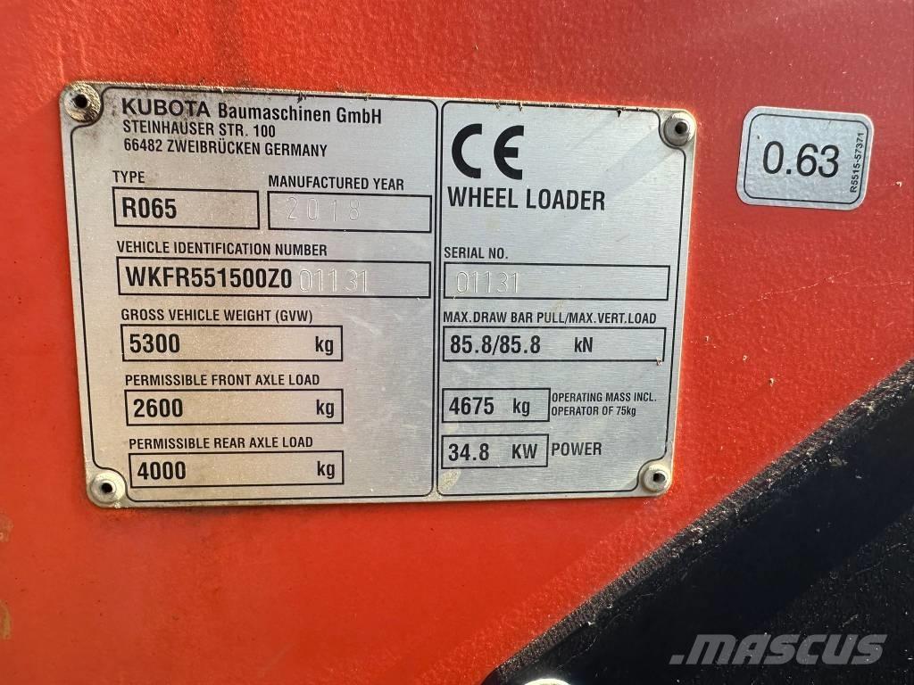 Kubota R 065 Gumikerekes homlokrakodók