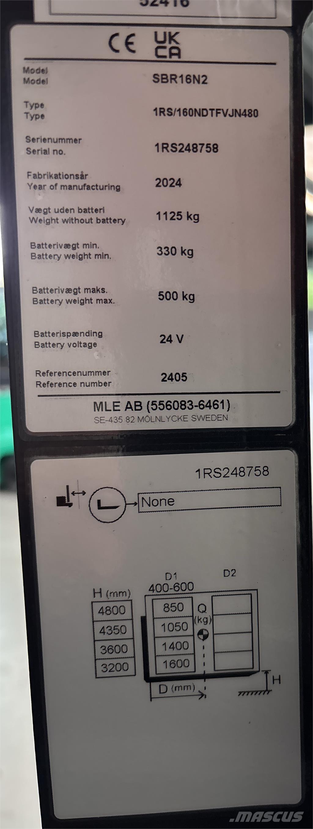 Mitsubishi SBR16N2 Elektromos gyalogkíséretű targoncák