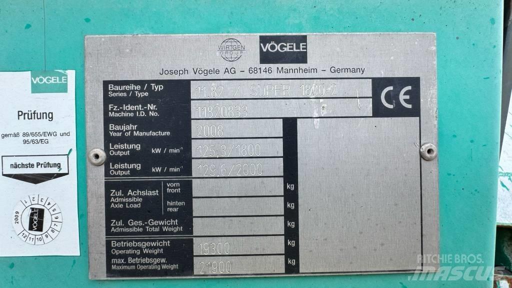 Vögele Super 1800-2 Aszfalt terítõ gépek