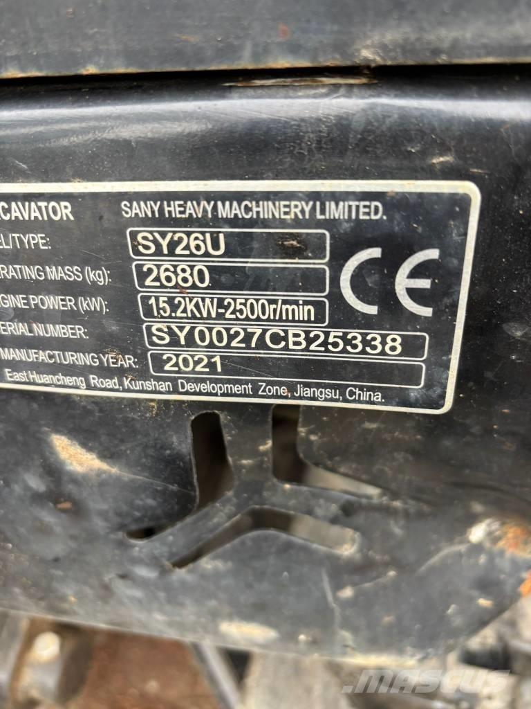 Sany SY 26 U Mini kotrók < 7t