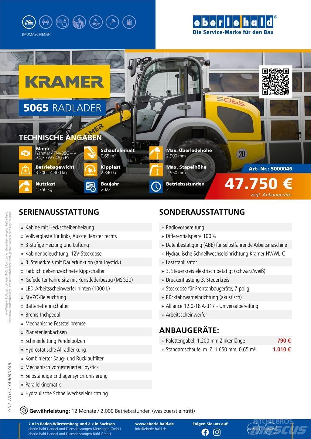 Kramer 5065 Gumikerekes homlokrakodók