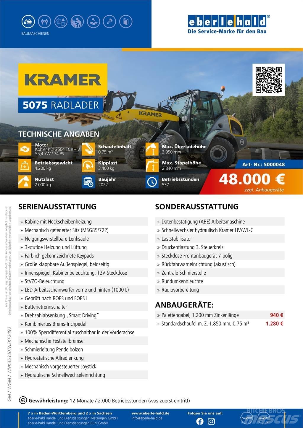 Kramer 5075 Gumikerekes homlokrakodók