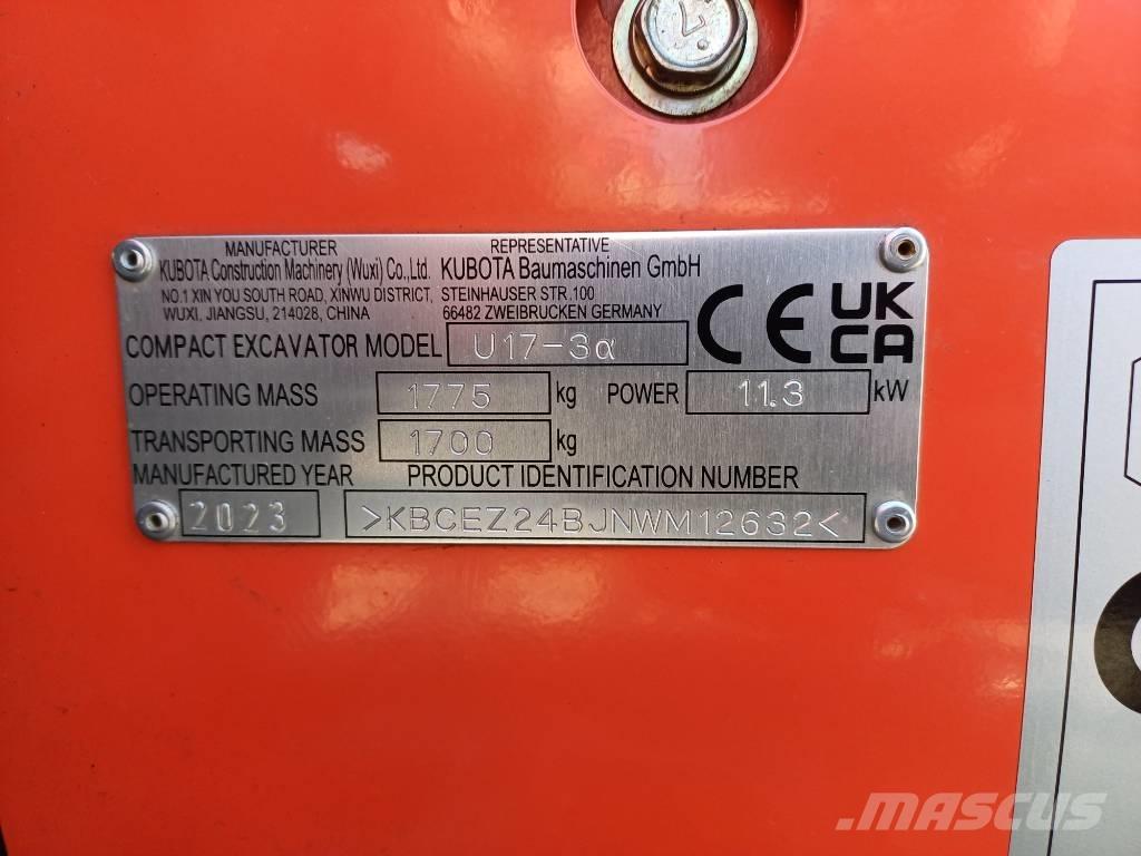 Kubota U 17-3 Mini kotrók < 7t