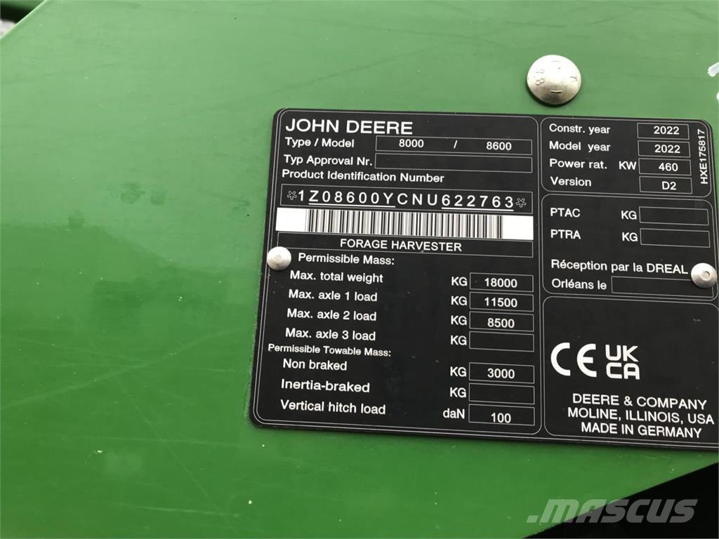 John Deere 8600 Önjáró szecskázók