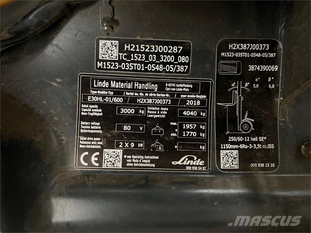 Linde E30/600HL Elektromos targoncák