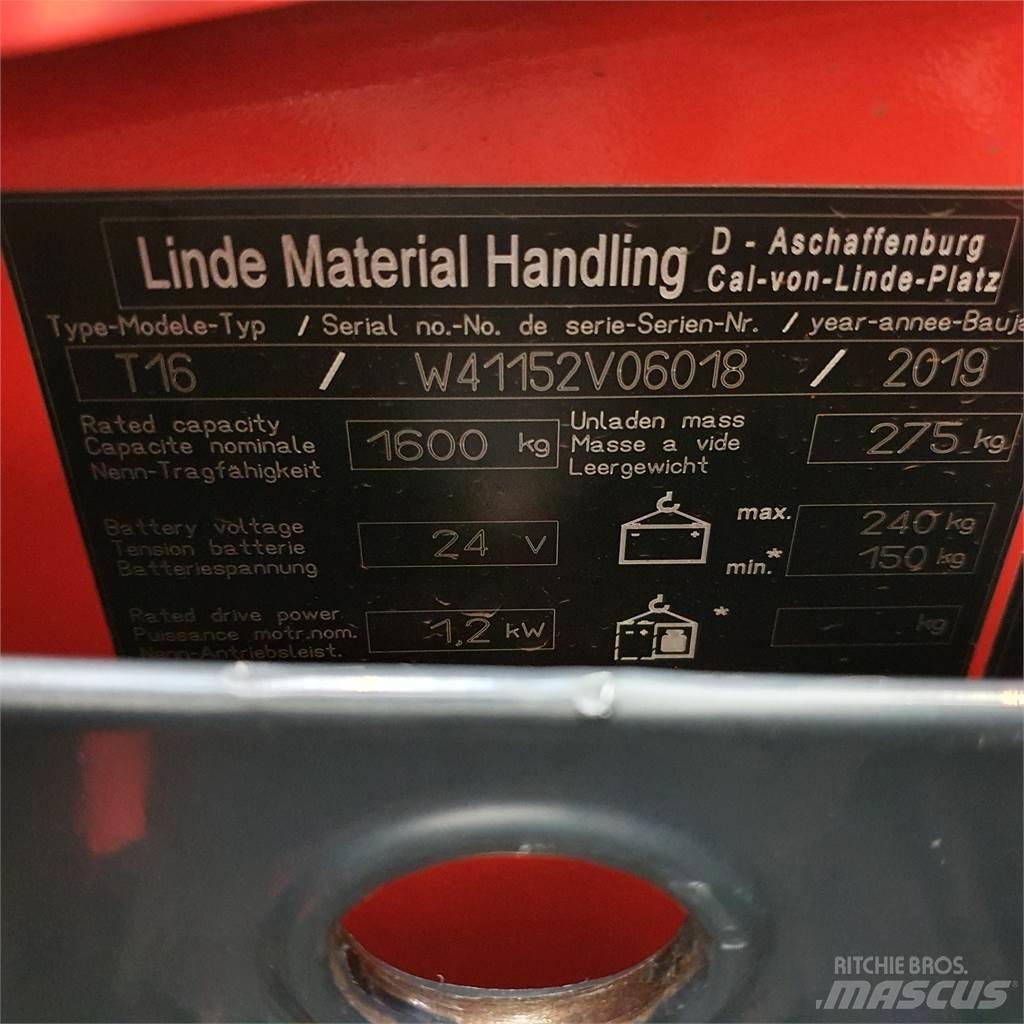 Linde T16 Li-Ion Alacsony emelőkocsi