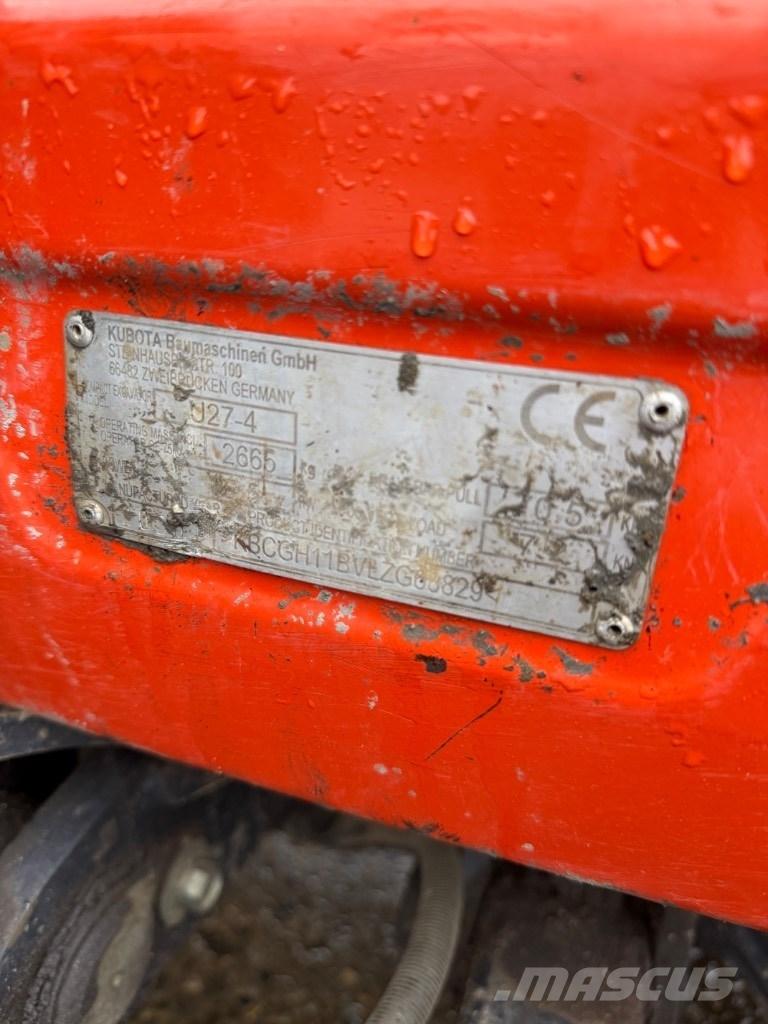 Kubota U 27-4 Mini kotrók < 7t