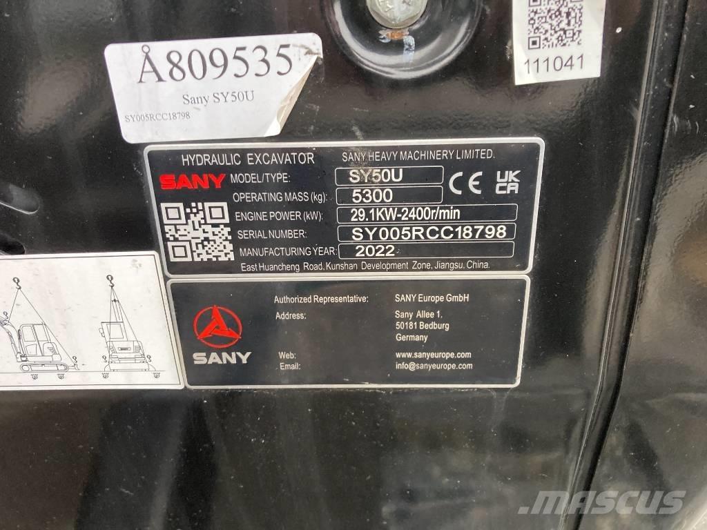 Sany SY 50 U Mini kotrók < 7t