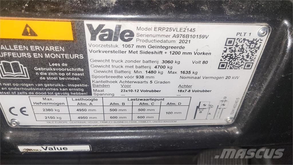 Yale ERP25VL 2021 Elektromos targoncák