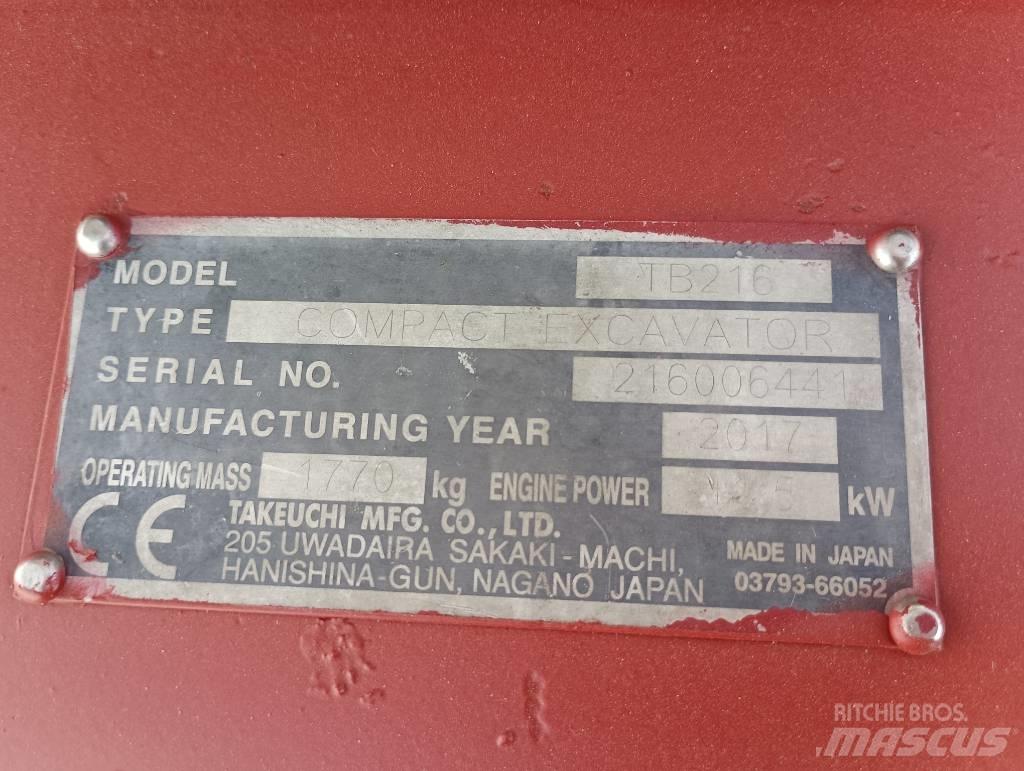 Takeuchi TB 216 Mini kotrók < 7t