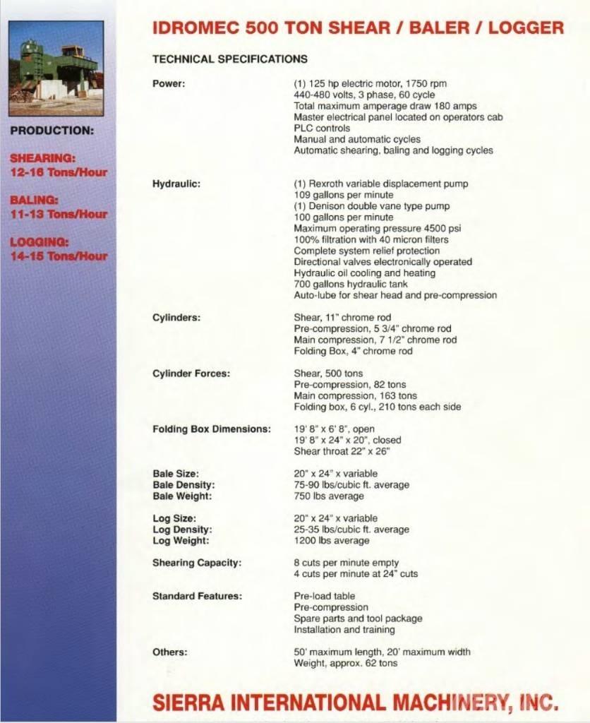  Sierra T500 Ipari hulladéktömörítők