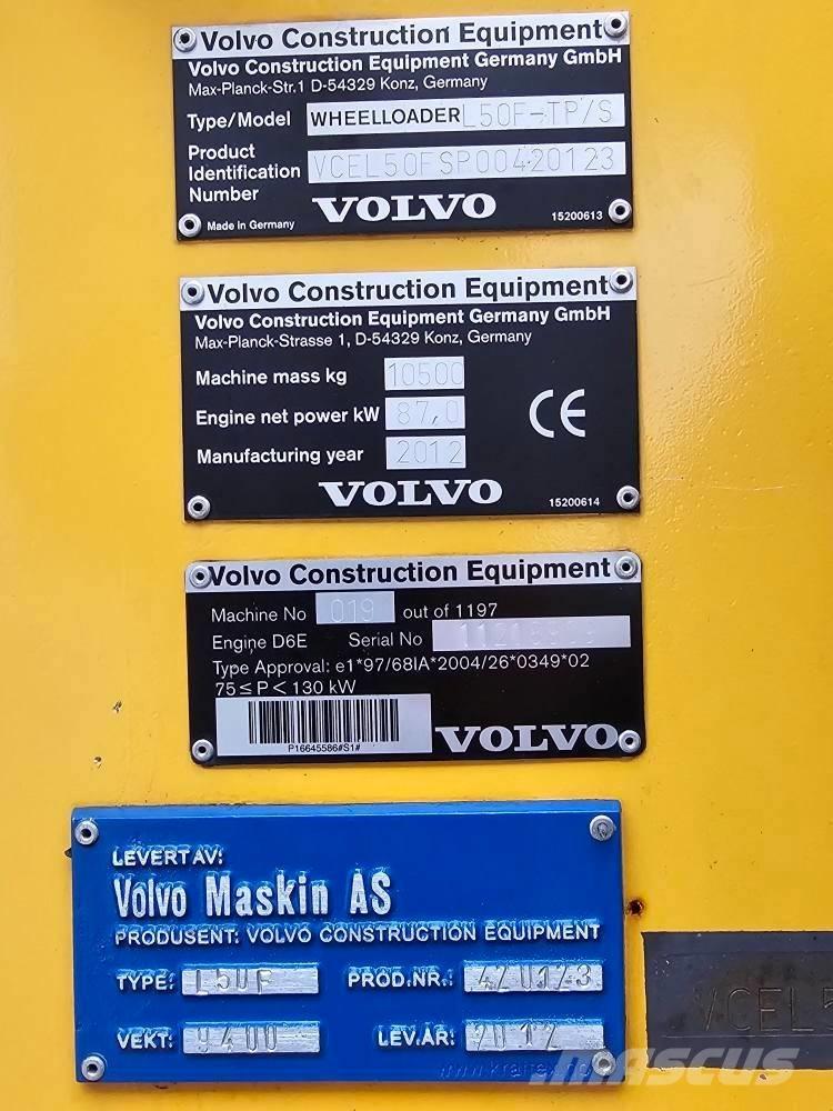 Volvo L 50 F Gumikerekes homlokrakodók