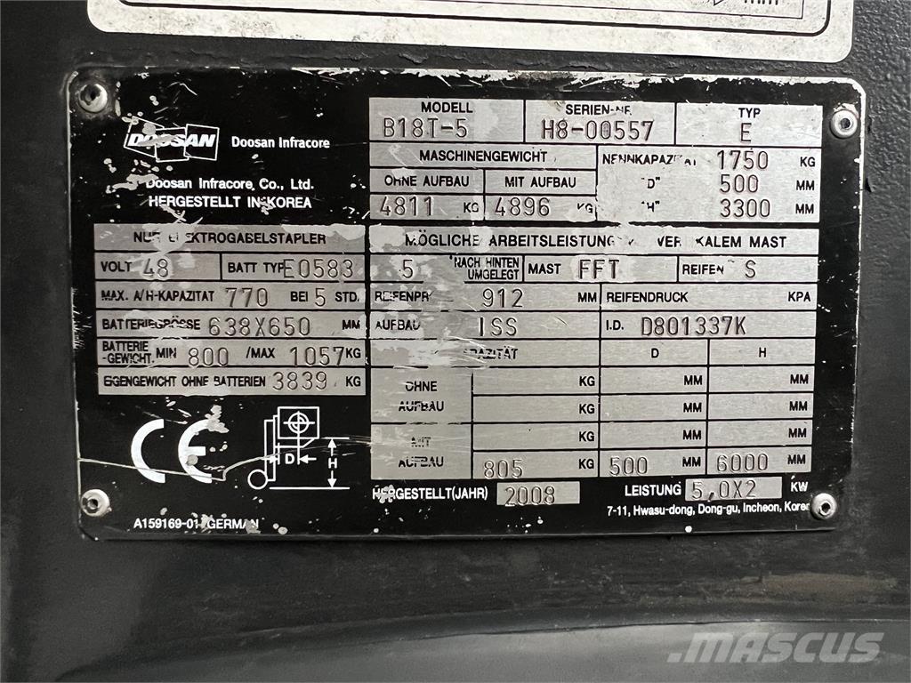 Doosan B18T-5 Elektromos targoncák