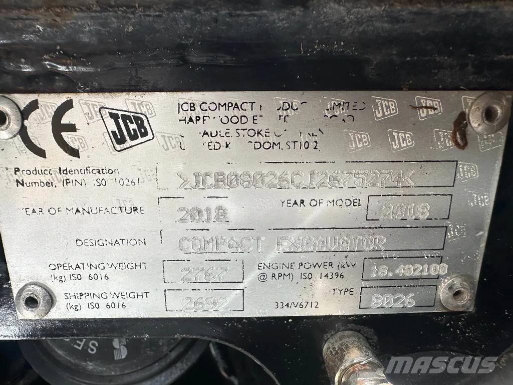 JCB 8026 Mini kotrók < 7t
