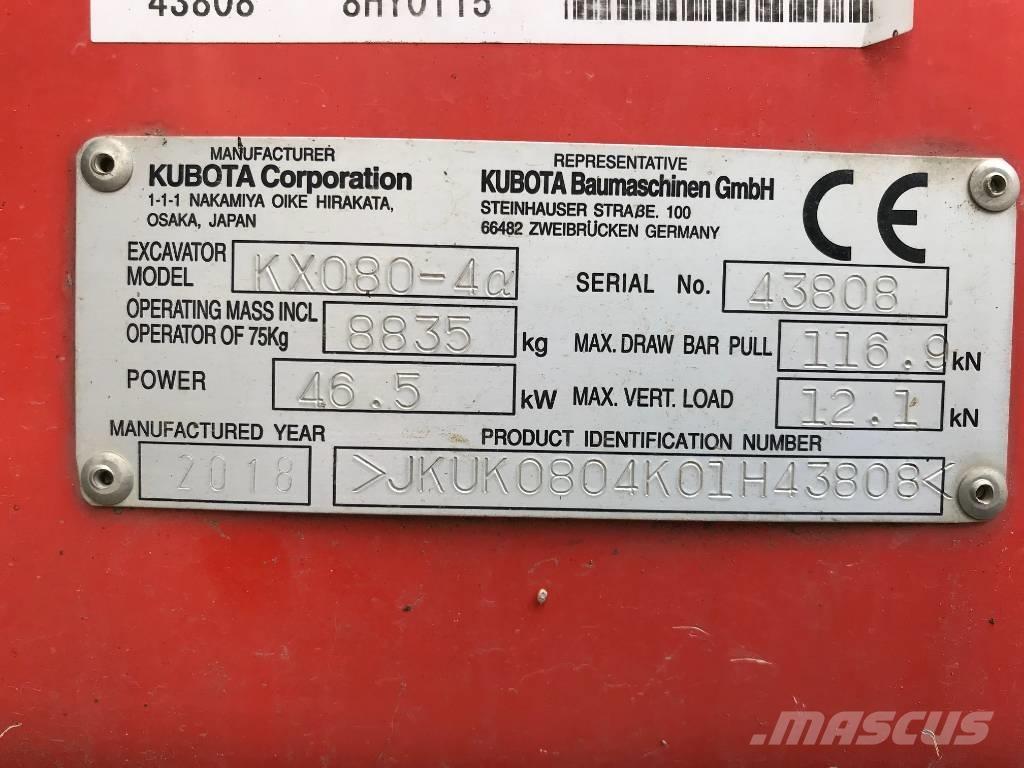 Kubota KX 080-4 Közepes (midi) kotrók 7 t - 12 t