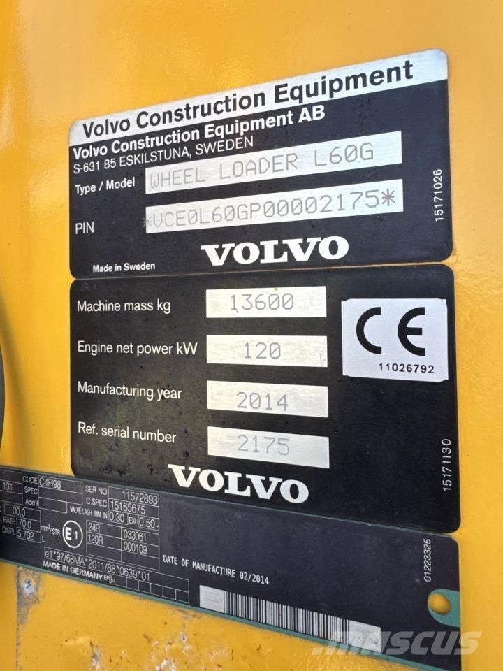 Volvo L60G Gumikerekes homlokrakodók