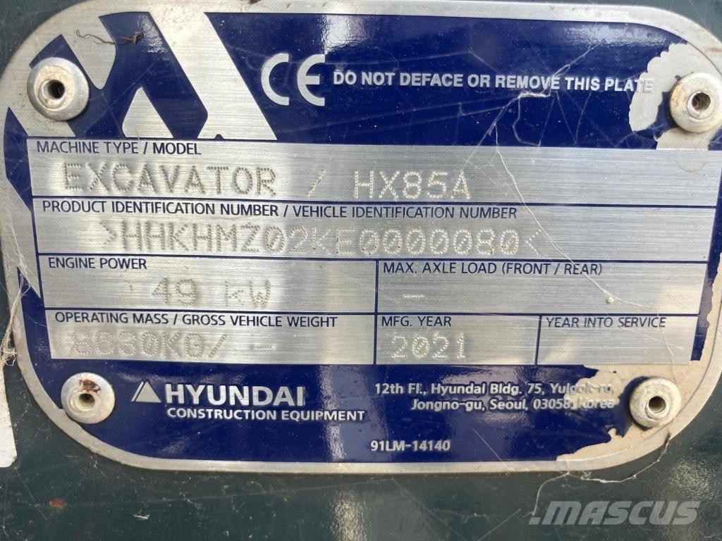Hyundai HX 85 A Közepes (midi) kotrók 7 t - 12 t