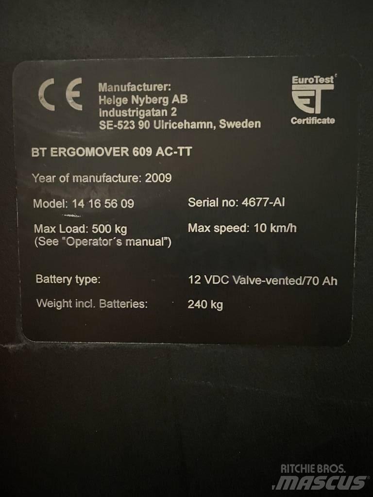 BT 609 AC TT Komissiózó alacsony emelésű targonca