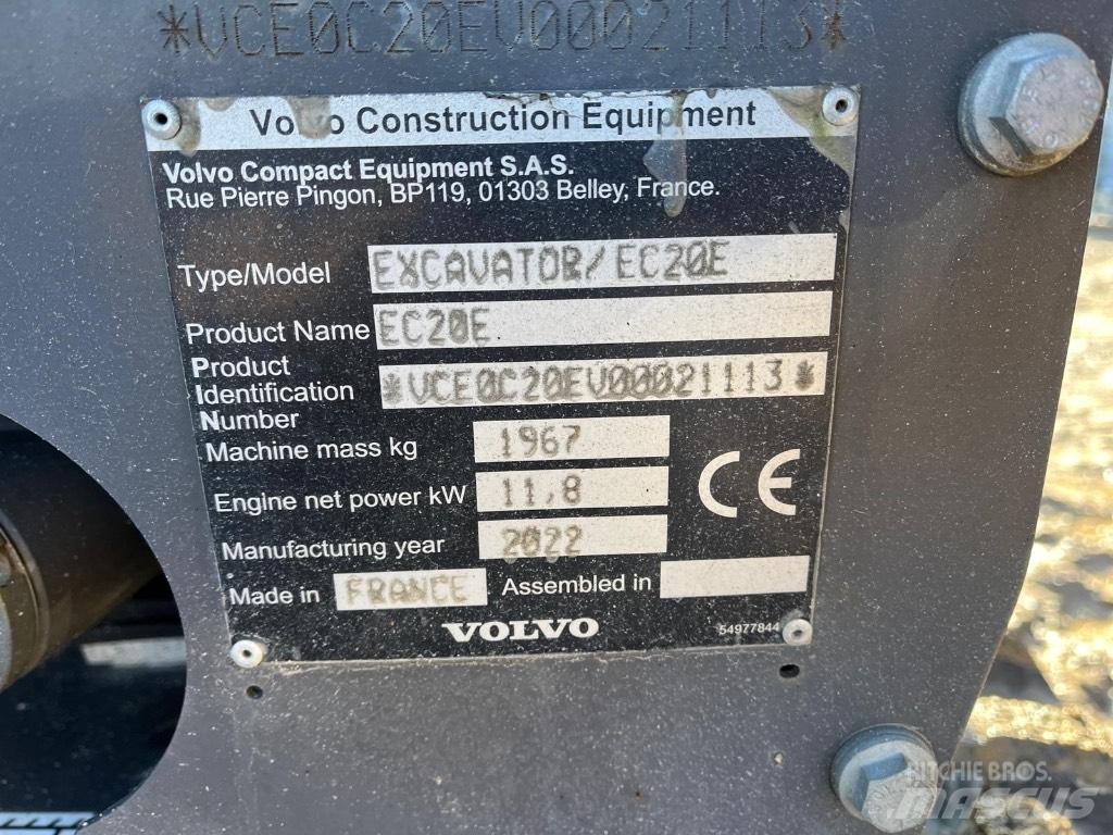 Volvo EC 20 E Mini kotrók < 7t